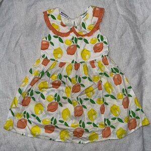 Toddler Girls White Citrus Lemon And Orange Dress